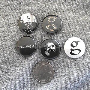 Lot of 5 Garbage Rock Band Music Collector Pins Shirley Manson Butch Vig Pinback